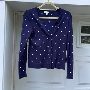 Charter  Club Navy blue cardigan size p/s. Never worn. White embroidered dots
